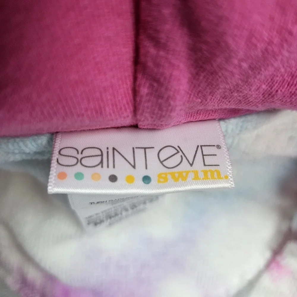Saint Eve Unicorn Bathrobe Girls M 10/12 Pink Blue Tie Dye Fleece Hooded Robe